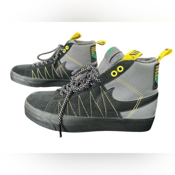 Nike SB Zoom Blazer Mid Cool Grey Oregon Yellow Green Acclimate - Picture 2 of 5